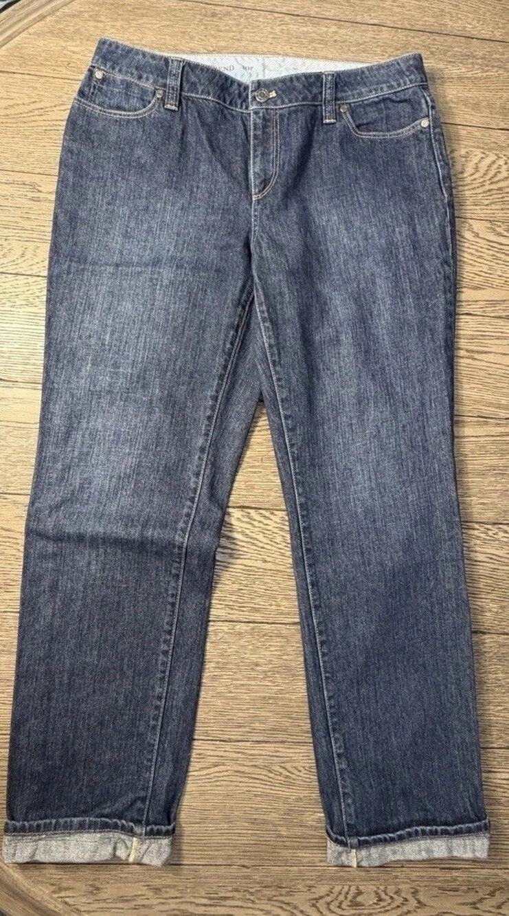 Talbots Jeans Womens 10 Petite Flawless Five Pocket Blue Boyfriend Cropped Capri